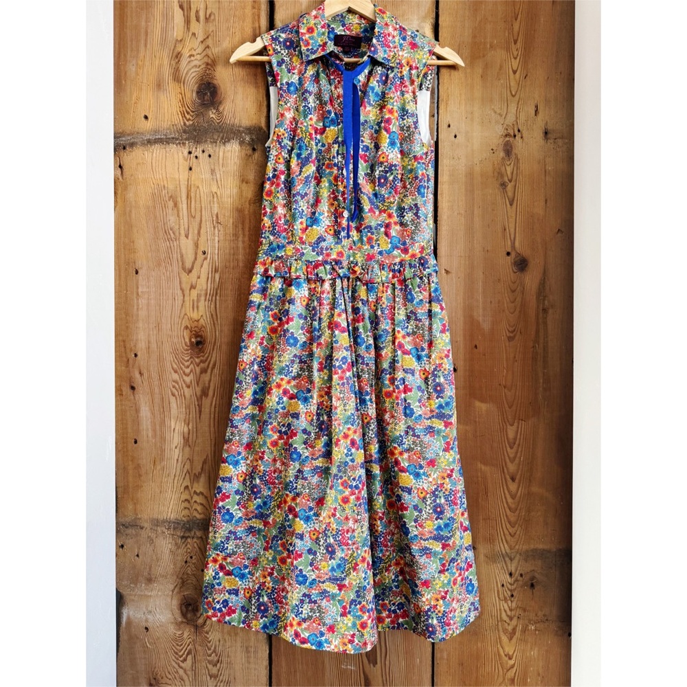 Sz 00 J. Crew Cotton Midi A-Line Shirt Dress In Liberty Margaret Annie Print EUC